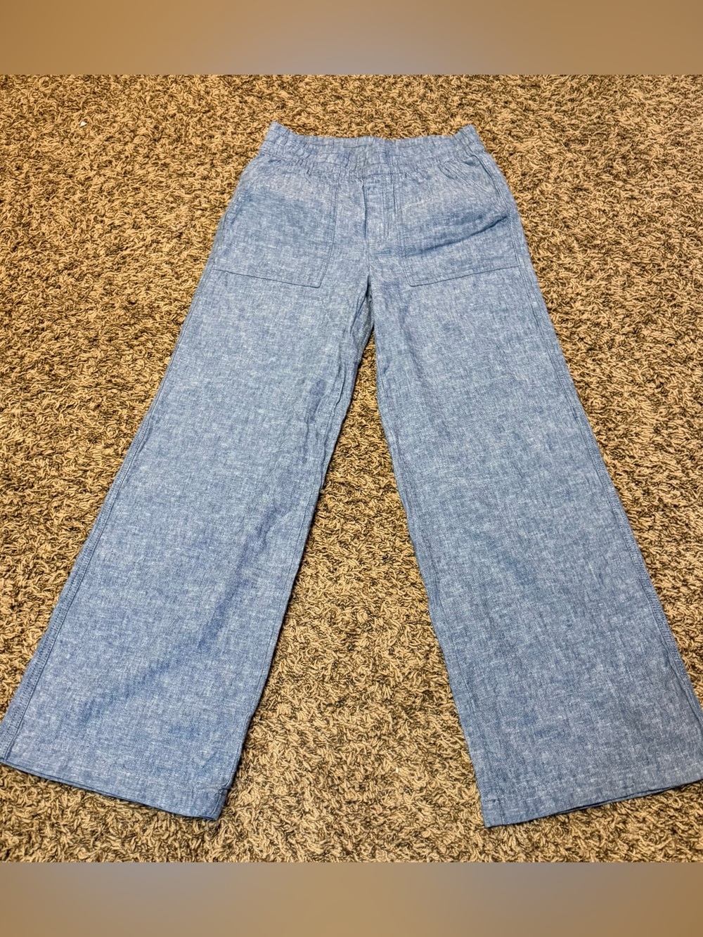 St. John's Bay Light Blue Wide-Leg Linen-Blend Pants